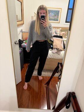 Zara Black High-Waist Tapered Trousers